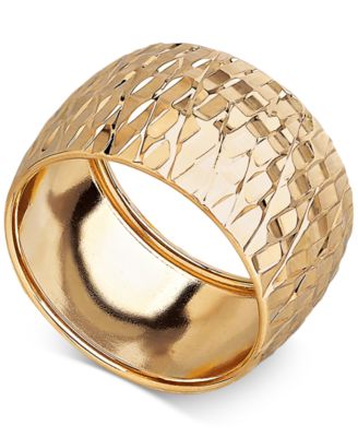 Italian Gold - Textured Wide Dome Ring in Italian 14k Gold
