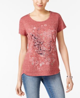 Style & Co - Foiled Peacock Graphic Top