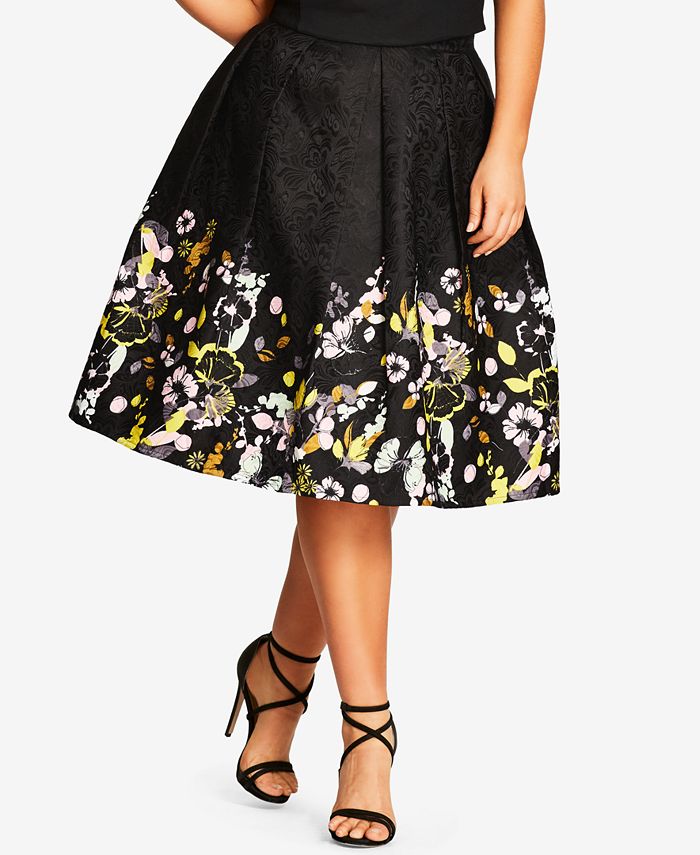 City Chic Trendy Plus Size Printed A-Line Skirt - Macy's