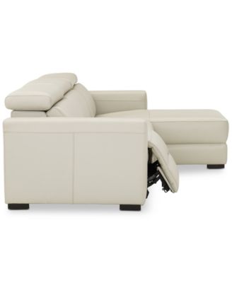 Nevio 3-pc Leather Sectional Sofa with Chaise, 1 Power Recliner and Articulating Headrests