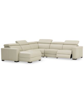 Nevio 5-pc Leather Sectional, 2 Power Recliners