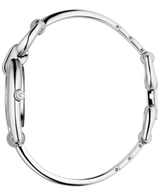 Gucci Women's Swiss Horsebit Diamond Accent Stainless Steel Bangle ...