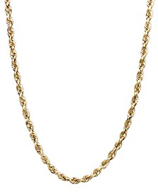 14k Gold Necklace, 18" Rope Chain (1-3/4mm)