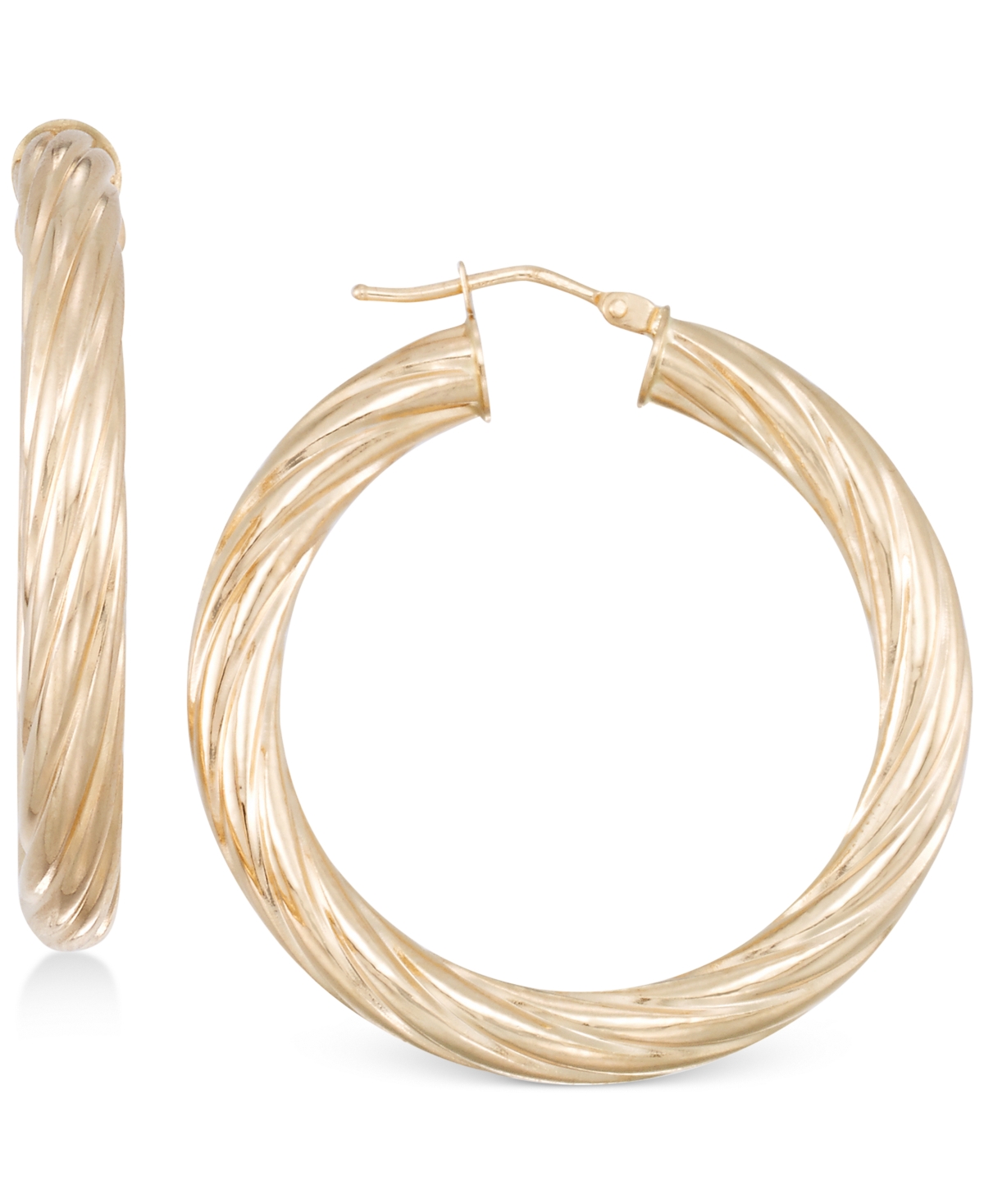 Textured Twist Hoop Earrings in 14k Gold - Rose Gold