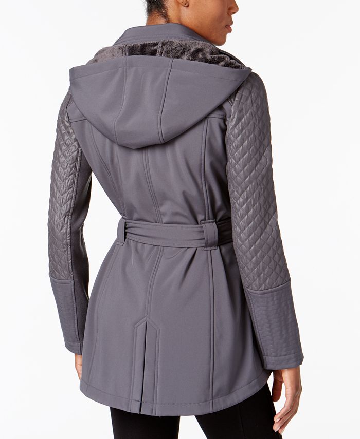 Michael Kors Petite Quilted Sleeve Asymmetrical Coat Macy s