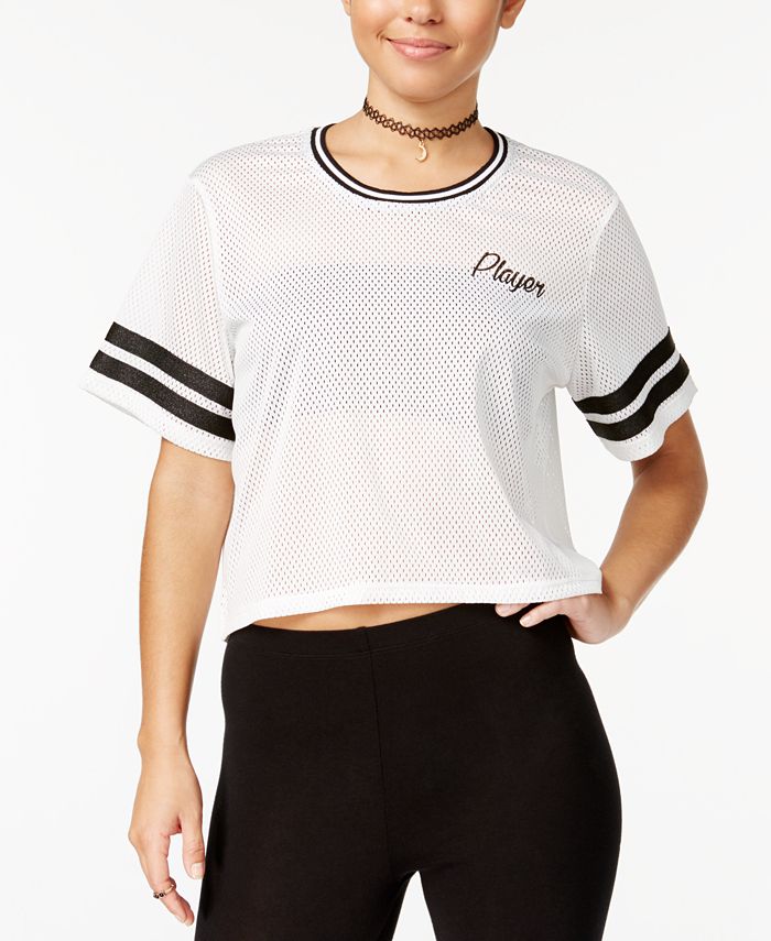 Material Girl Juniors' Mesh Player Graphic Crop T-Shirt, Created