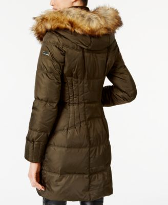 Vince Camuto Faux-Fur-Trim Hooded Puffer Coat - Macy's