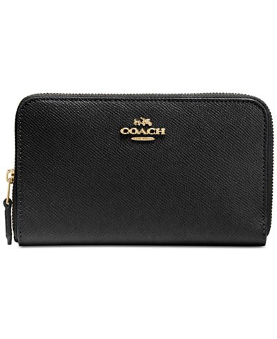 COACH Medium Zip Around Wallet in Crossgrain Leather - Handbags & Accessories - Macy&#39;s