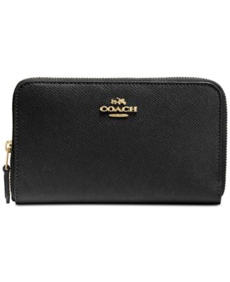 COACH Medium Zip Around Wallet in Crossgrain Leather - Macy's