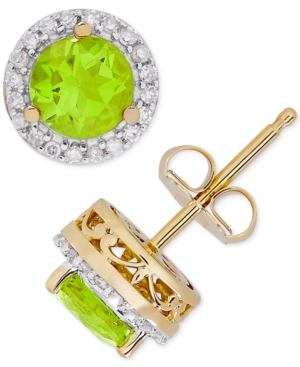 image of Birthstone & Diamond (1/8 ct. t.w.) Halo Stud Earrings in 14k Gold