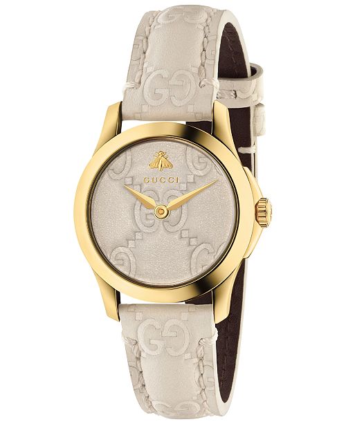 Gucci Women's Swiss G-Timeless Mystic White Leather Strap Watch 27mm ...