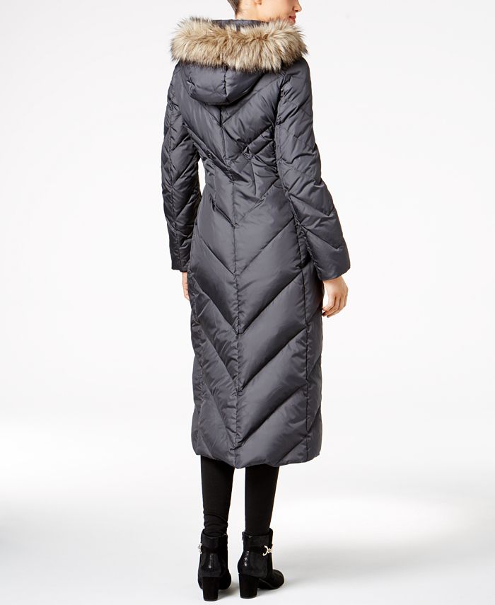 London Fog Petite FauxFurTrimmed Hooded Maxi Puffer Coat Macy's
