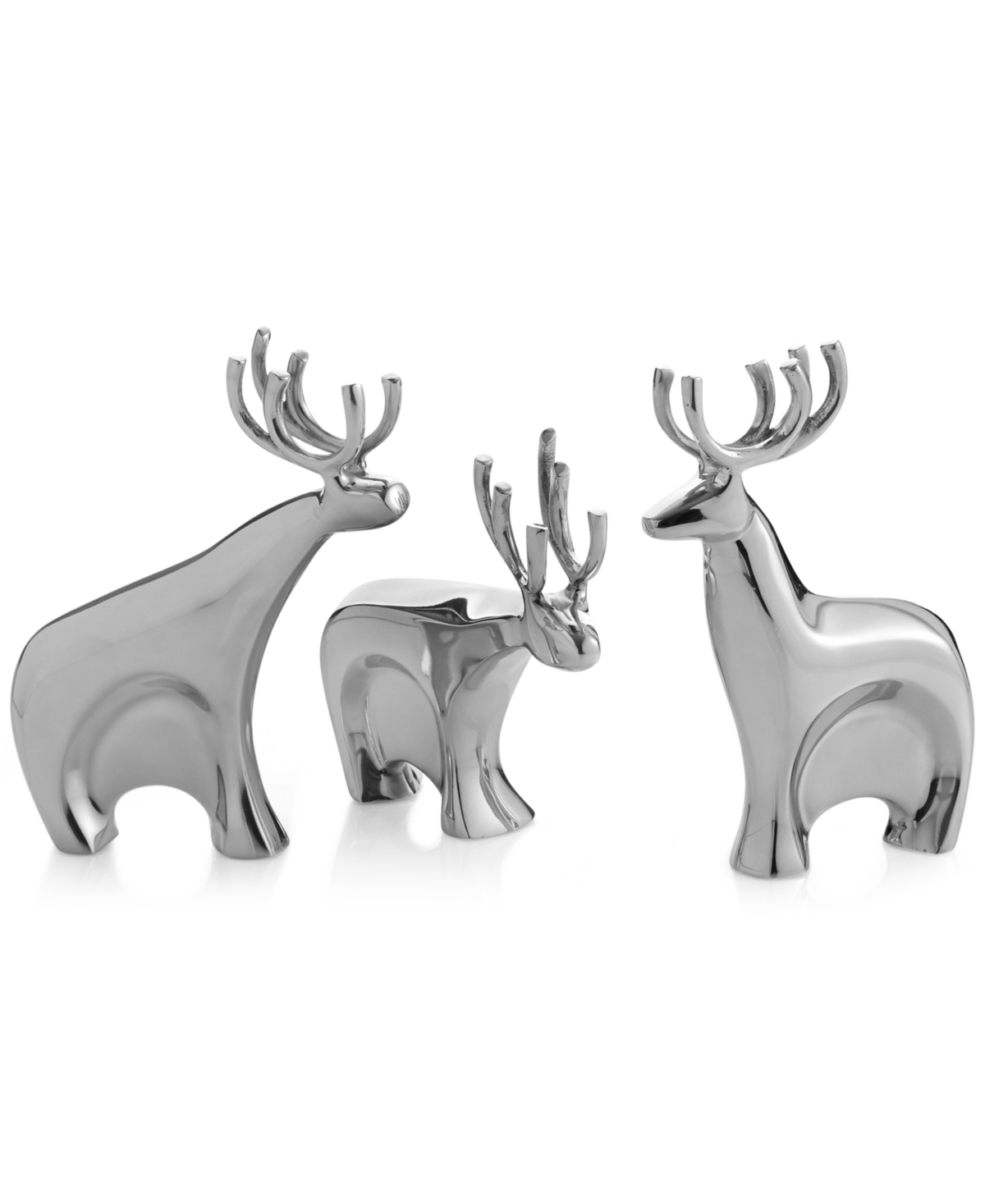 Dasher Reindeer Figurines, Set of 3 - Silver