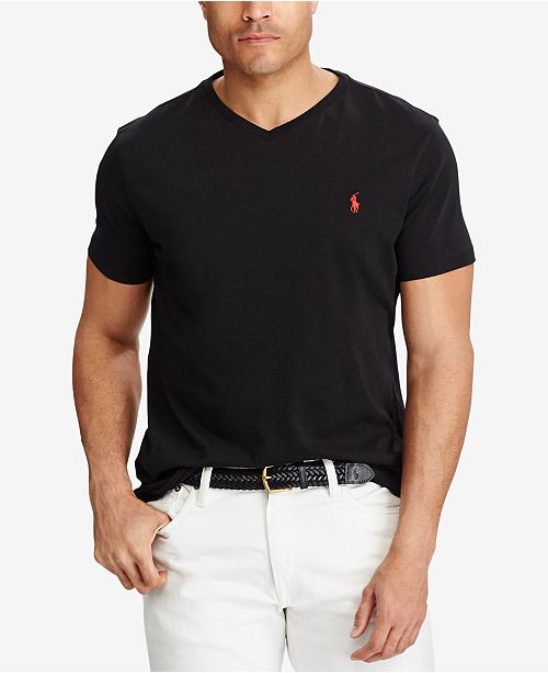 Polo Ralph Lauren Men&#39;s Big and Tall Classic-Fit V-Neck Short-Sleeve Cotton Jersey T-Shirt - T ...