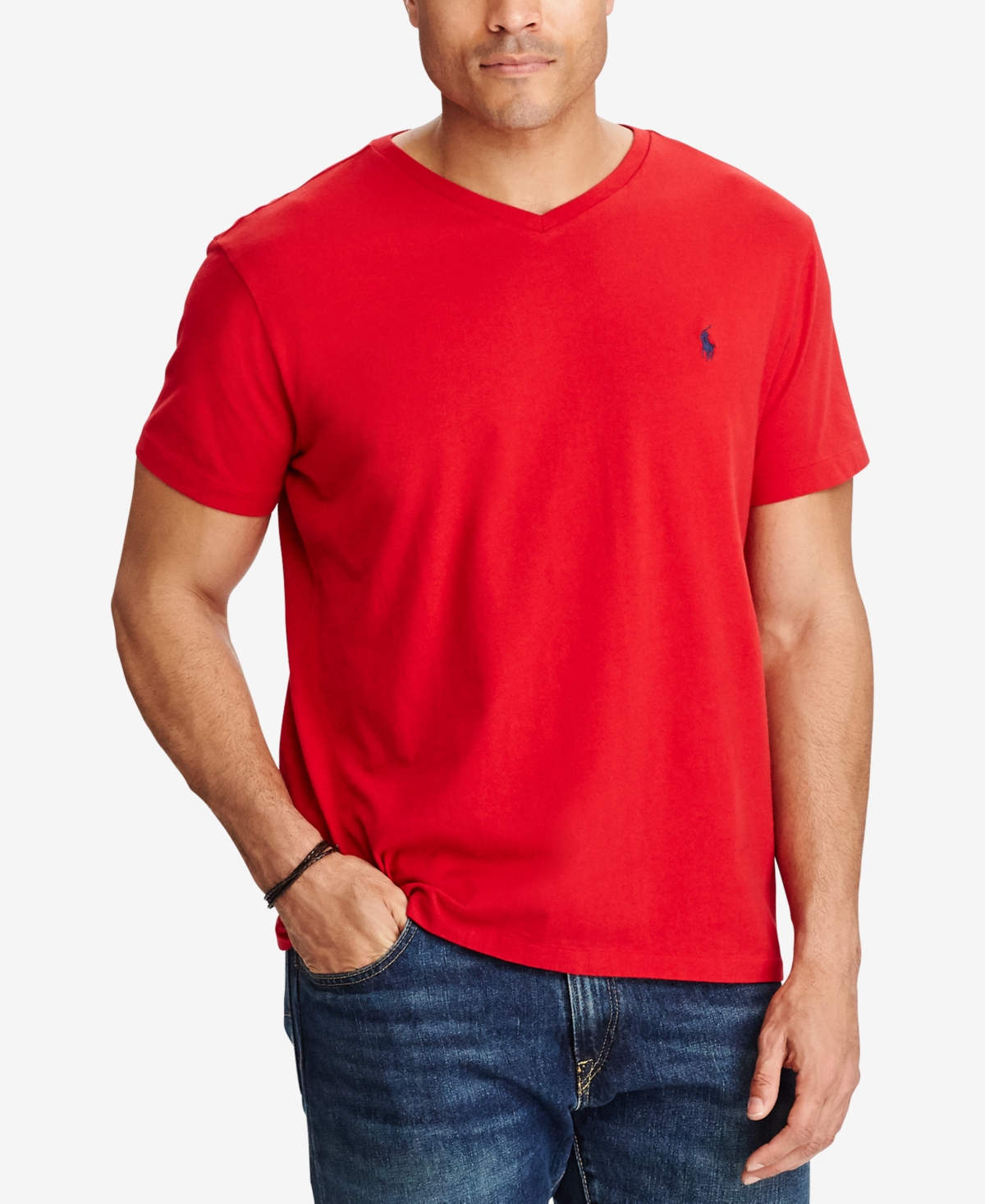 Shop Polo Ralph Lauren Men's Big & Tall Classic Fit V-neck T-shirt In Rl  Red