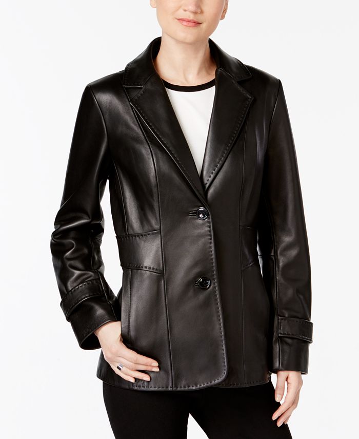 Jones New York Leather Blazer Jacket - Macy's