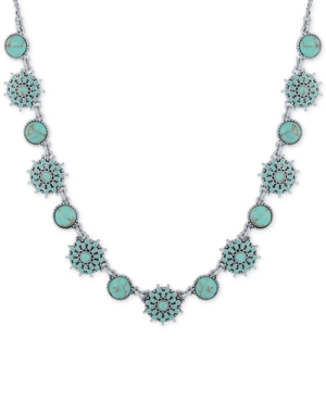 image of Lucky Brand Silver-Tone Blue Stone Collar Necklace