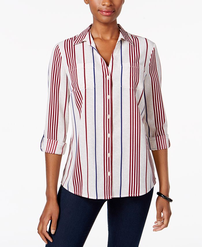 Charter Club Petite Striped Shirt, Created for Macy's - Macy's