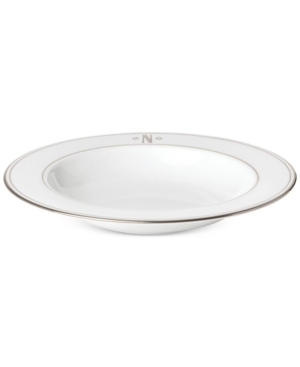 Lenox Federal Platinum Monogram Pasta/Rim Soup Bowl Block Letters