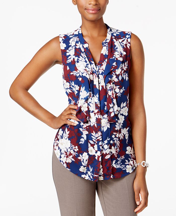 Charter Club Petite Floral-Print Shell, Created for Macy's & Reviews ...
