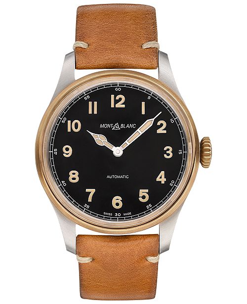Montblanc Mens Swiss 1858 Automatic Brown Leather Strap