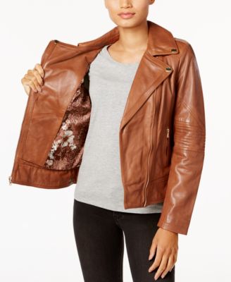 GUESS Asymmetrical Leather Moto Jacket