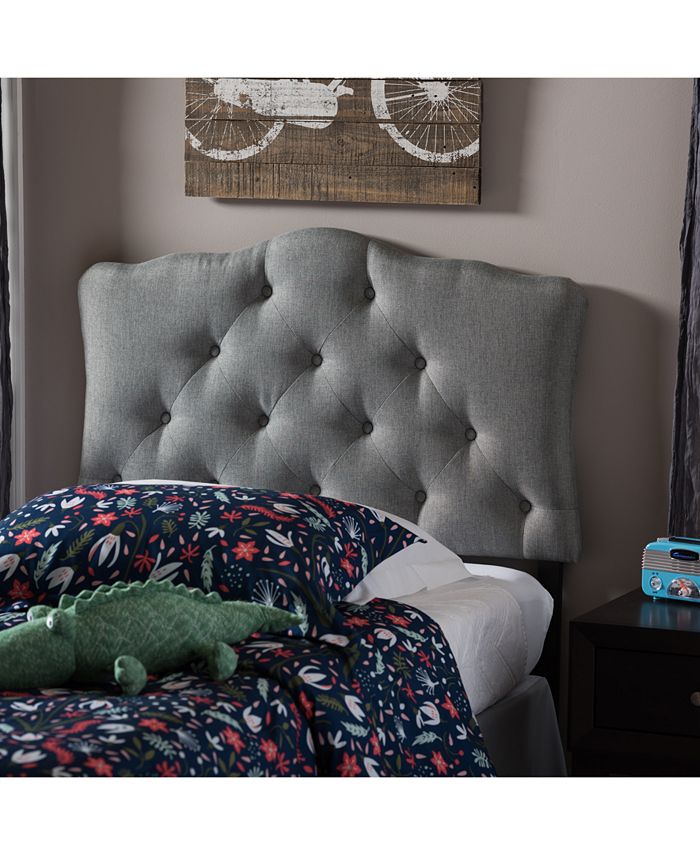 Furniture Rita ButtonTufted Scalloped Twin Headboard Macy's