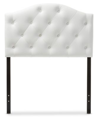 Furniture - Myra Faux Leather Upholstered Button-Tufted Scalloped Twin Headboard, Quick Ship