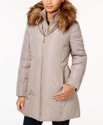 Michael Kors - Plus Size Faux-Fur-Trim Layered Down Coat