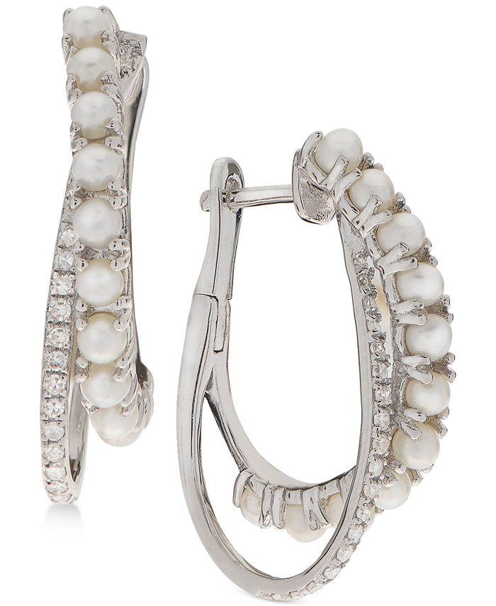 Macy's Cultured Freshwater Pearls (2mm) & Diamond (1/5 ct. t.w.) Double