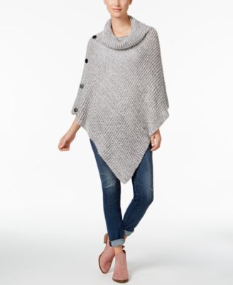 Steve Madden - Cowl-Neck Waffle-Knit Poncho
