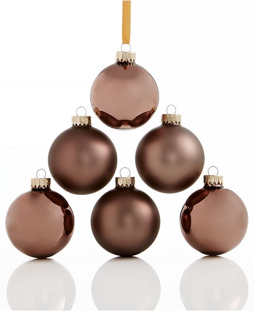 Holiday Lane Set of 6 Glass Gray Ball Ornaments, Created for Macy's