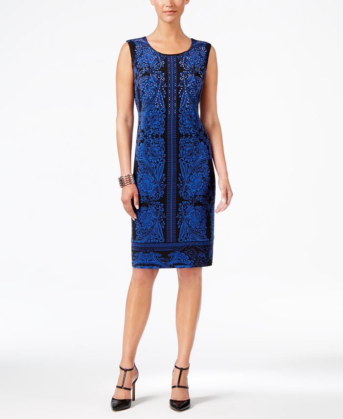 JM Collection Petite Embellished Sheath Dress, Created for Macy's - Macy's