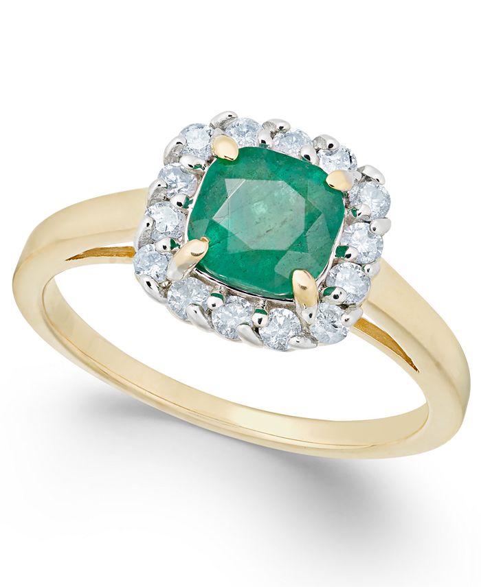 Macy's Emerald (1 ct. t.w.) & Diamond (1/4 ct. t.w.) Ring in 14k Gold ...