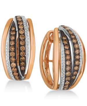 image of Le Vian Chocolatier Diamond Hoop Earrings (1-1/4 ct. t.w.) in 14k Rose Gold & White Gold