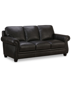 FURNITURE CLOSEOUT! ROSELAKE 87" LEATHER SOFA, CREATED FOR MACY'S