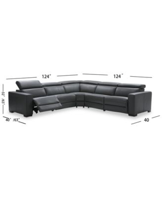 Nevio 5-Pc. Leather "L" Shaped Sectional with 2 Power Recliners with Articulating Headrests, Created for Macy's