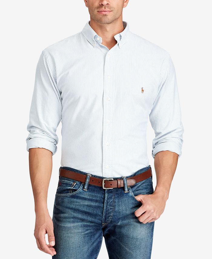 Polo Ralph Lauren Men's Big and Tall Long-Sleeve Stripe Oxford Shirt ...