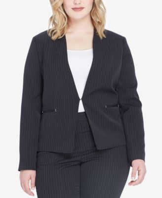 Tahari ASL Plus Size Pinstriped Pantsuit