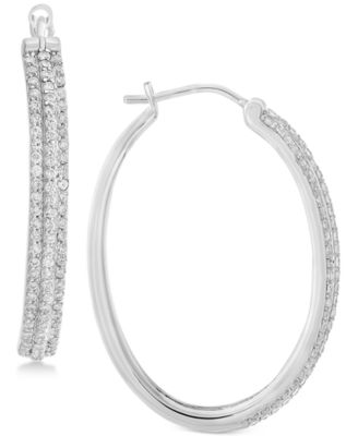 macy's silver diamond hoop earrings