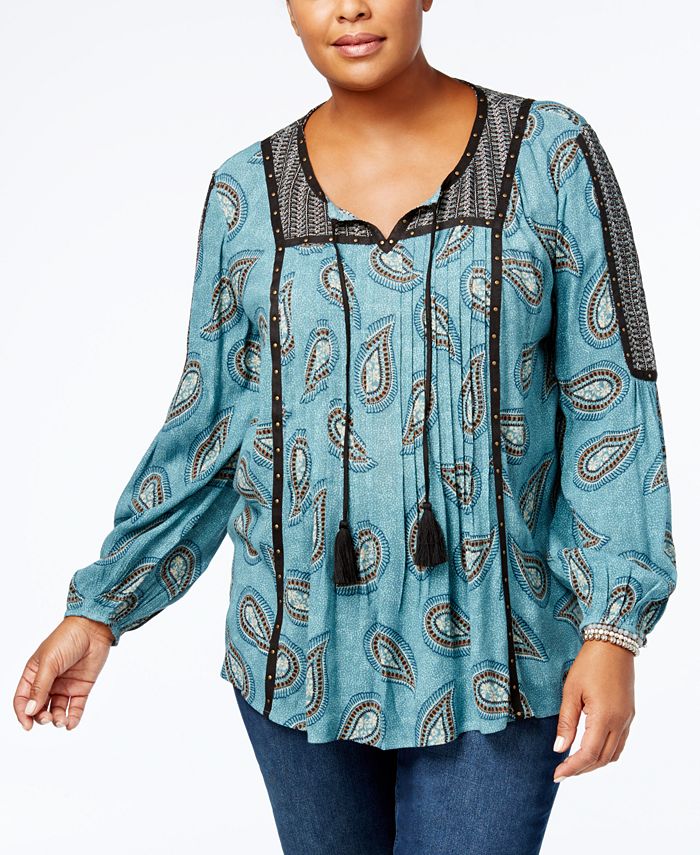 Style & Co Plus Size Pintucked Peasant Top, Created for Macy's - Macy's