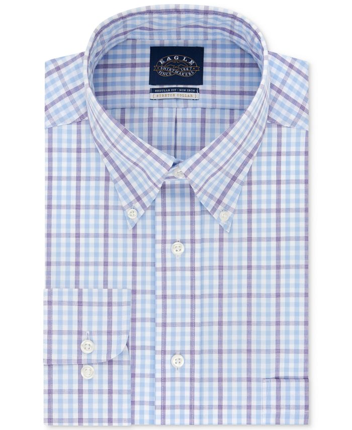 Eagle Men's Classic Fit NonIron Flex Collar Performance Check Dress