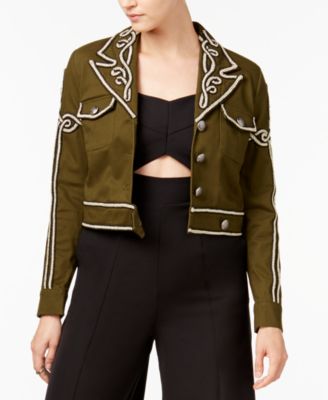 XOXO - Juniors' Embroidered Cropped Jacket