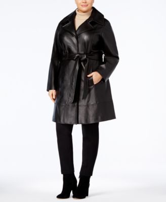 plus size genuine leather trench coats