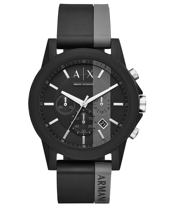 Armani Exchange A|X Men's Outerbanks Black & Gray Silicone Strap Watch ...