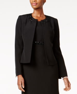 image of Kasper Embellished Open Front Flyaway Blazer