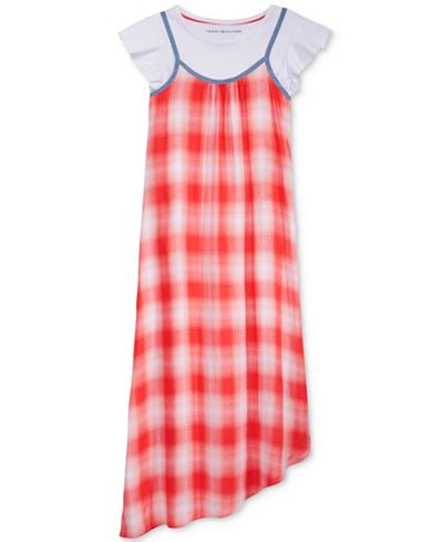 Tommy Hilfiger 2-Pc. T-Shirt & Plaid Maxi Dress, Big Girls (7-16)