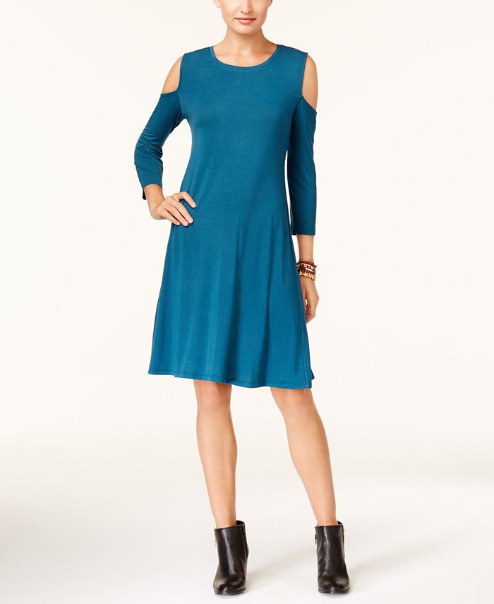Style & Co Cold-Shoulder A-Line Dress, Created for Macy's - Macy's