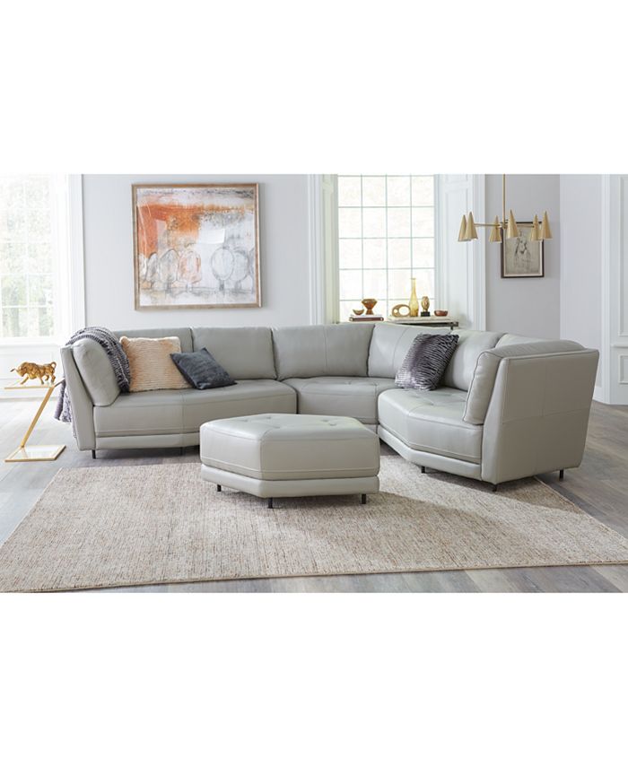Furniture CLOSEOUT! Belice 3Pc. Leather Modular Sofa, Created for Macy