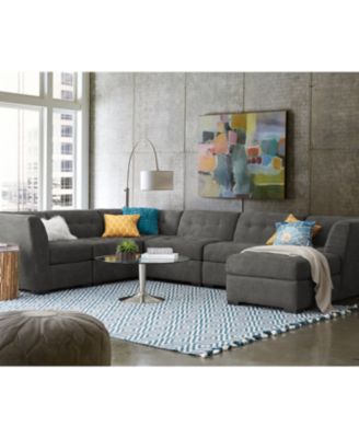 Furniture CLOSEOUT! Roxanne Fabric 3-Piece Modular Sectional Sofa, Created for Macy's 